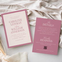 Pink Classic Elegant Double-Sided Wedding 