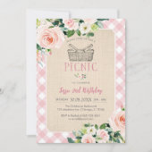 Pink Classic Picnic Birthday Invitation Einladung (Vorderseite)