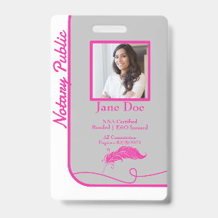 Pink Classic Style Notar Public ID Abzeichen QR Co Ausweis