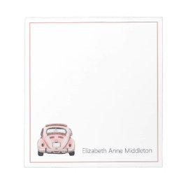 Pink Classic Vintag Buggy Bug Car Personalisiert Notizblock