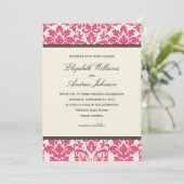 PINK CLASSY DAMASK| WEDERINVITATION EINLADUNG (Stehend Vorderseite)