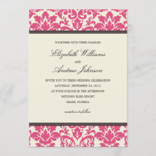 PINK CLASSY DAMASK WEDERINVITATION EINLADUNG