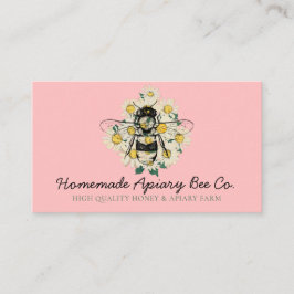 Pink Classy Heart Daisy Blume Honey Bee Visitenkarte