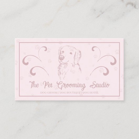 Pink Classy Stift Hund Golden Retriever Visitenkarte (Vorderseite)