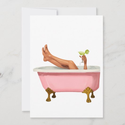 Pink Clawfoot Bathtub Art Print – Glam Self Care W Einladung (Vorderseite)