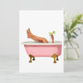 Pink Clawfoot Bathtub Art Print – Glam Self Care W Einladung (Stehend Vorderseite)