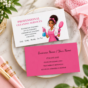 Pink Cleaning Lady Hausreinigungsdienstleistungen Visitenkarte