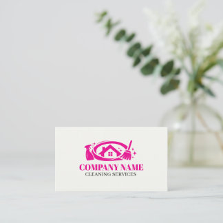 Pink Cleaning Service House Professional Cleaning Visitenkarte