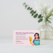 Pink Cleaning Service Visitenkarte (Stehend Vorderseite)