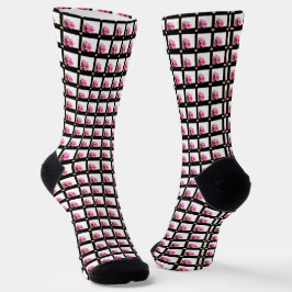 Pink clematics Blume Abbildung Quadrat schwarz Socken