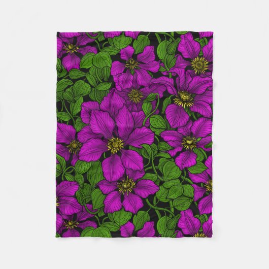 Pink Clematis Fleecedecke (Vorderseite)