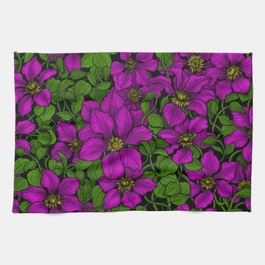 Pink Clematis Geschirrtuch (Horizontal)