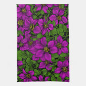 Pink Clematis Geschirrtuch (Vertikal)