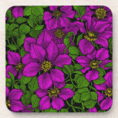 Pink Clematis Getränkeuntersetzer (Vorderseite)