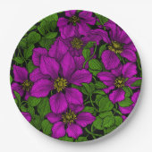 Pink Clematis Pappteller (Vorderseite)