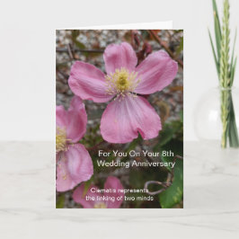 Pink Clematis Personalisiert 8. Hochzeitstag Karte