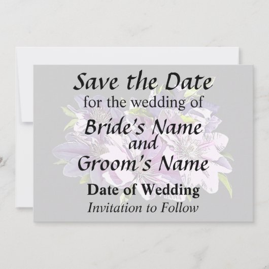 Pink Clematis Save The Date (Vorderseite)