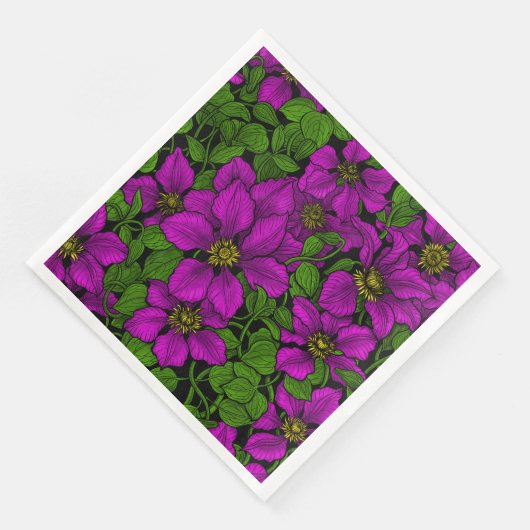 Pink Clematis Serviette (Ecke)