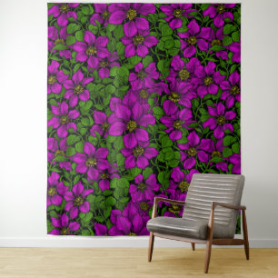 Pink Clematis Wandteppich