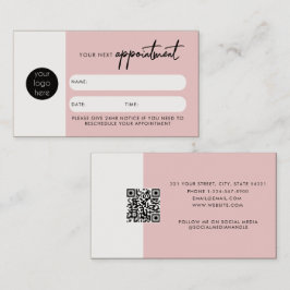 Pink Client-Terminierung QR-Code-Logo Visitenkarte