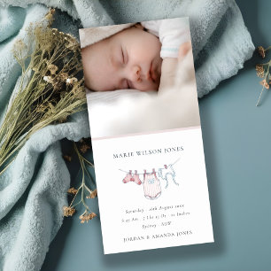 Pink Clothesline Foto Baby Birth Ankündigung