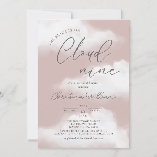 Pink Cloud 9 Brautparty Einladung (Vorderseite)