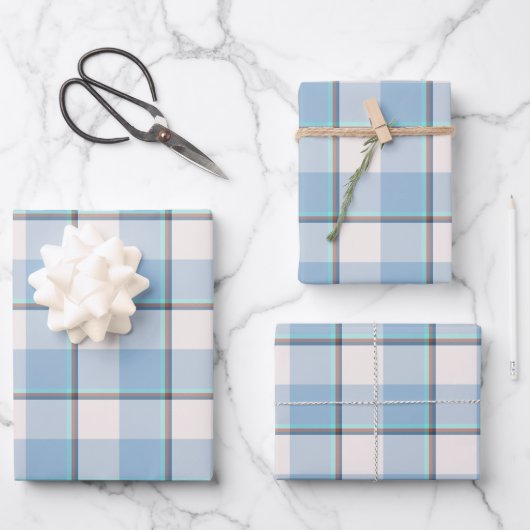 Pink Cloud and Blue Lagoon Plaid Geschenkpapier Set (Vorderseite)