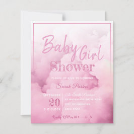 Pink Cloud Baby Girl Babydusche Einladung