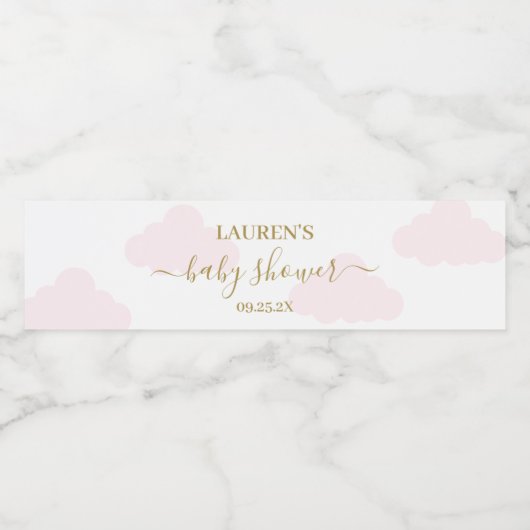 Pink Cloud Baby Shower Girl Beverage Label Set Wasserflaschenetikett (Einzelnes Label)