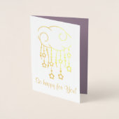 Pink Cloud Beads Stars Mobile mit Baby Folienkarte (Vorderseite)