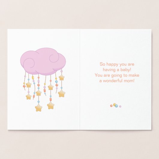 Pink Cloud Beads Stars Mobile mit Baby Folienkarte (Innenseite)