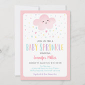 Pink Cloud Girl Baby Sprinkle Einladung (Vorderseite)