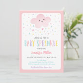 Pink Cloud Girl Baby Sprinkle Einladung (Stehend Vorderseite)