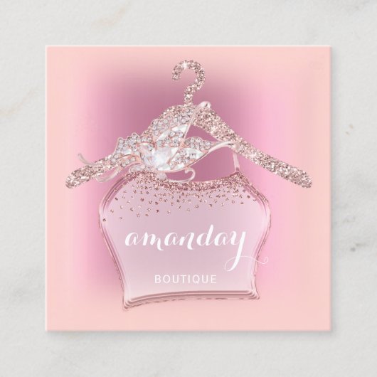 Pink Cloud Hanger Diamond Fashion Boutique Quadratische Visitenkarte (Vorderseite)