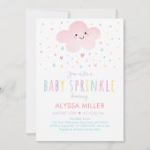 Pink Cloud Hearts Girl Baby Sprinkle Einladung (Vorderseite)