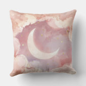 Pink Cloud & Moon Throw Pillow – Lullaby QR Code Kissen (Rückseite)