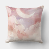 Pink Cloud & Moon Throw Pillow – Lullaby QR Code Kissen (Vorderseite)