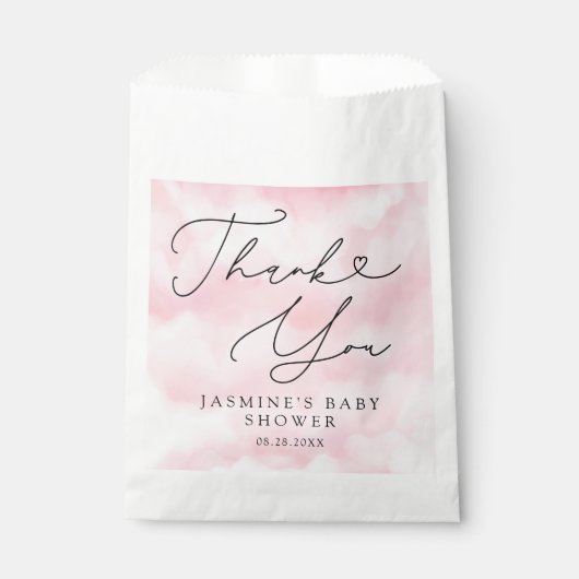 Pink Cloud Nine Baby Dusche Geschenktütchen (Vorderseite)