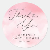 Pink Cloud Nine Baby Shower Favoriten Runder Aufkleber (Vorderseite)