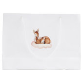 Pink Cloud Oh Deer Watercolor Babydusche Große Geschenktüte (Rückseite)