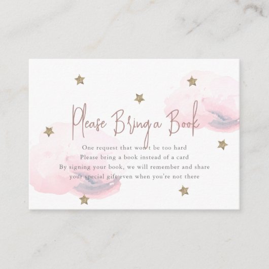 Pink Cloud & Star Baby Dusche Bitte buchen Begleitkarte (Vorderseite)