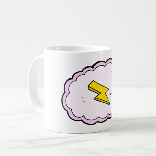 Pink Cloud Yellow Lightning Bolt Coffee Tasse (Vorderseite Links)