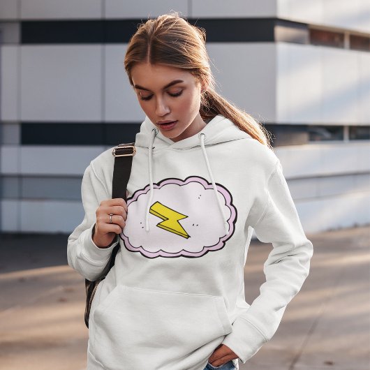 Pink Cloud Yellow Lightning Bolt Hoodie