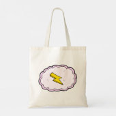 Pink Cloud Yellow Lightning Bolt Tote Bag Tragetasche (Rückseite)