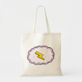 Pink Cloud Yellow Lightning Bolt Tote Bag Tragetasche (Vorne)