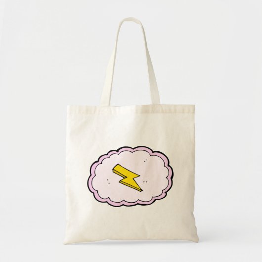 Pink Cloud Yellow Lightning Bolt Tote Bag Tragetasche (Vorne)