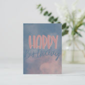 Pink Clouded Sky Happy Birthday Postkarte (Stehend Vorderseite)