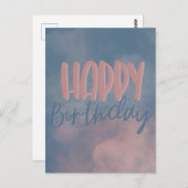 Pink Clouded Sky Happy Birthday Postkarte (Vorne/Hinten)