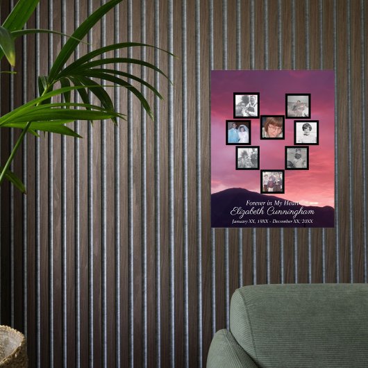 Pink Clouds at Sunset Photo Collage Heart   Acrylschild