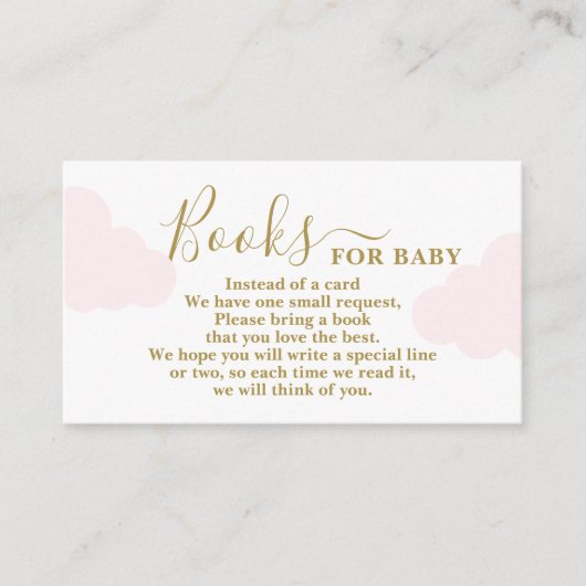 Pink Clouds Baby Shower Books for Baby Card Begleitkarte (Vorderseite)